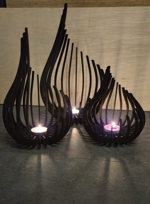 druppel set zwart met waxinelicht