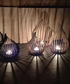 theelichthouder naturel en zwart