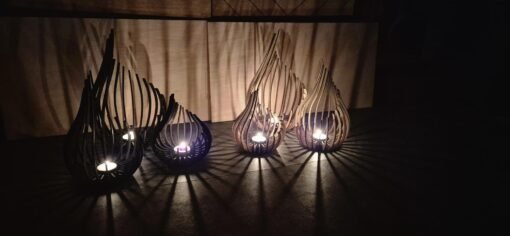 theelichthouder naturel en zwart