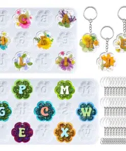 Flower-Alphabet-Keychain-Resin-Molds