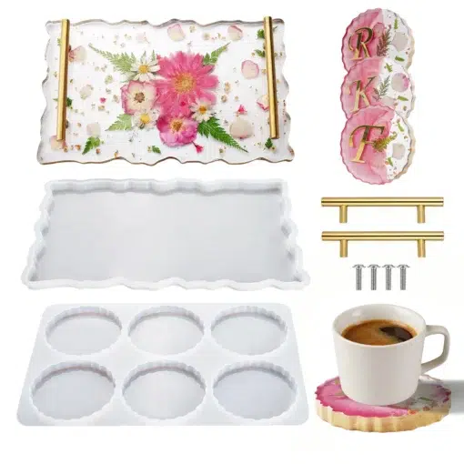 Wave-Gold-Handle-Coaster-Resin-Molds