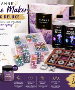 Kianne Game Makers Box Deluxe – complete DIY epoxy spelletjes bundel met 1,9L epoxy, domino mal en boter-kaas-en-eieren mal.